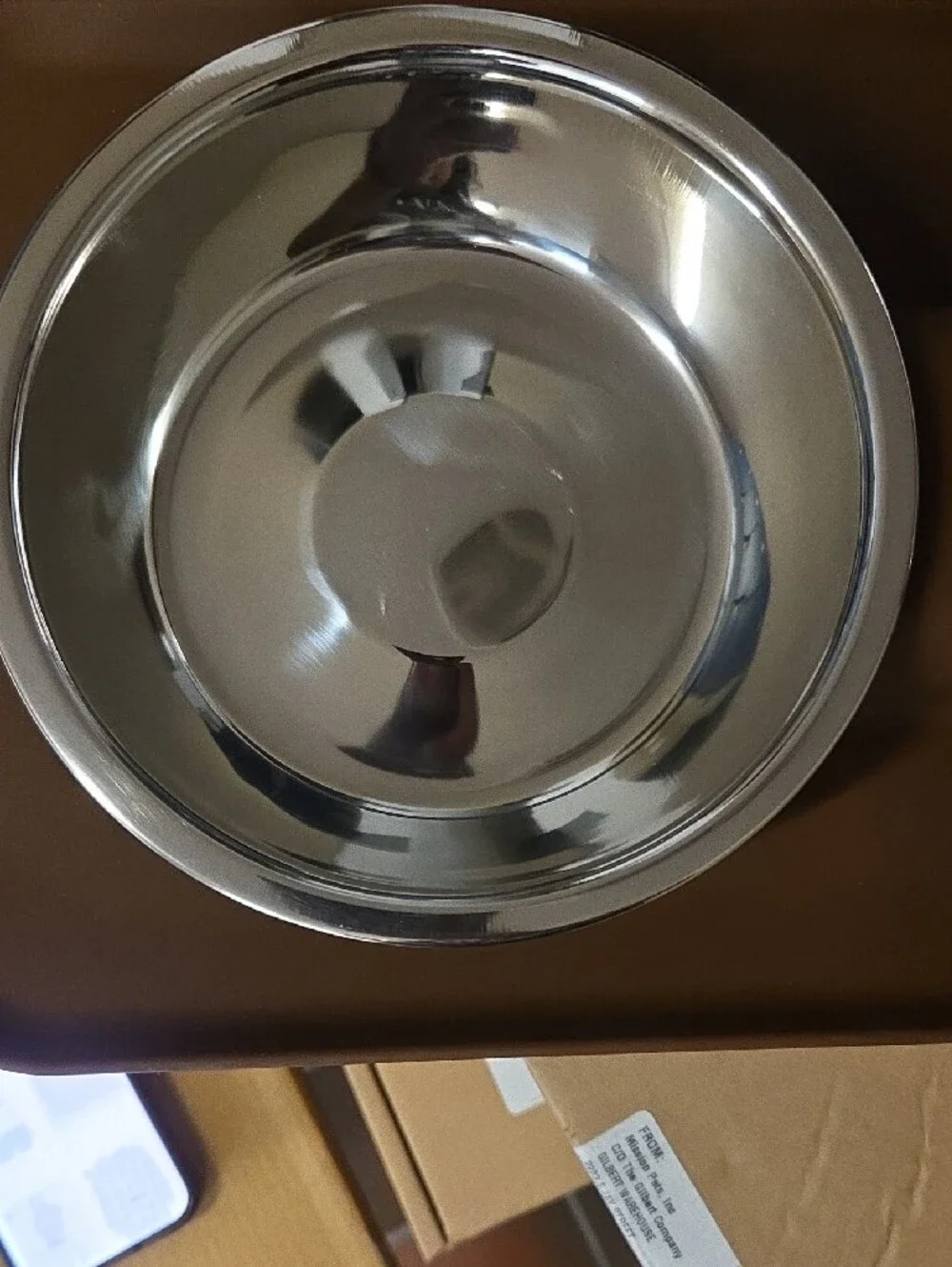 Double Stainless Steel Pet Bowls on Brown Feeding Tray